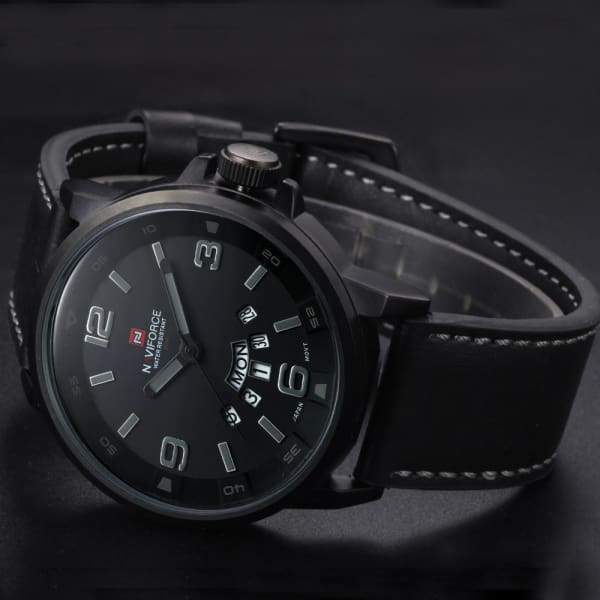 Montre De Sport À Quartz Avec Bracelet En Cuir Pour Homme