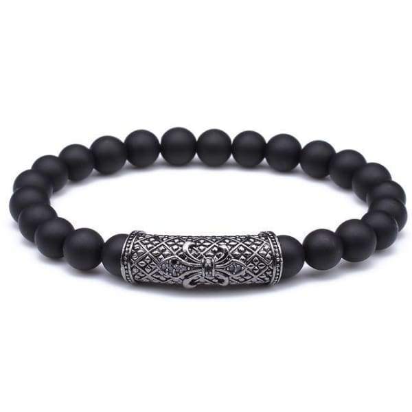 Nouveau Bracelet À Breloques Avec Pierres Noires