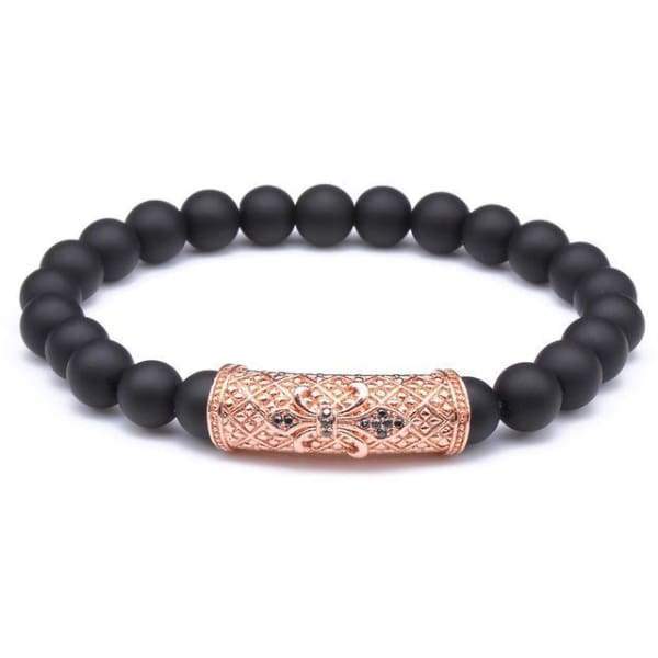 Nouveau Bracelet À Breloques Avec Pierres Noires
