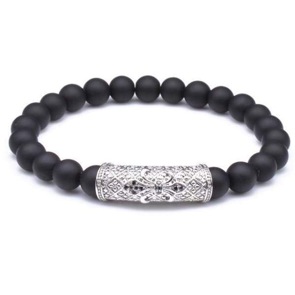Nouveau Bracelet À Breloques Avec Pierres Noires