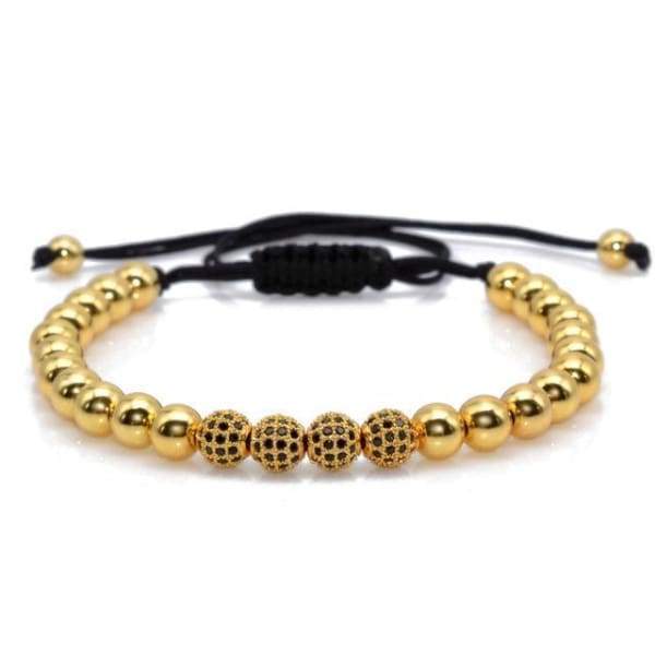Bracelet Noir Pavé Avec Boules Cz