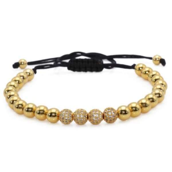 Bracelet Noir Pavé Avec Boules Cz