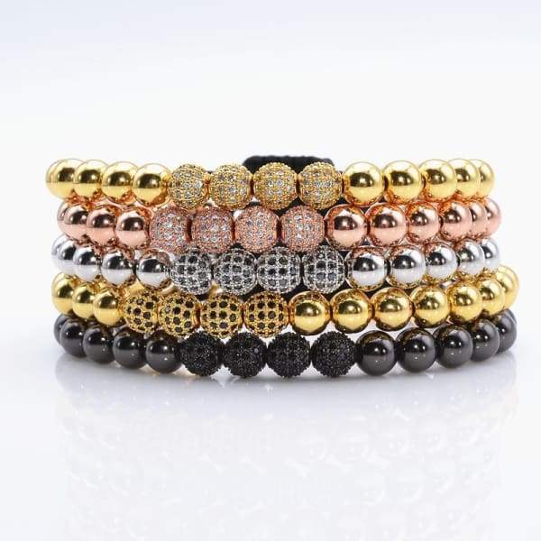 Bracelet Noir Pavé Avec Boules Cz