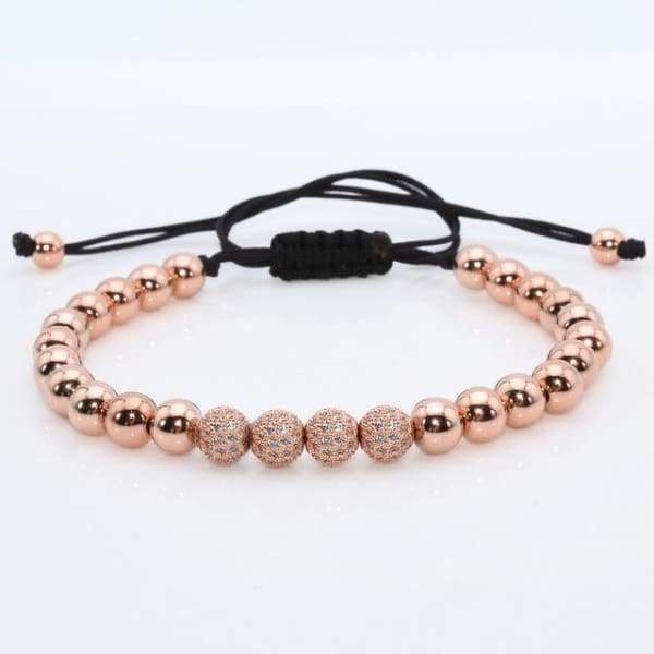 Bracelet Noir Pavé Avec Boules Cz