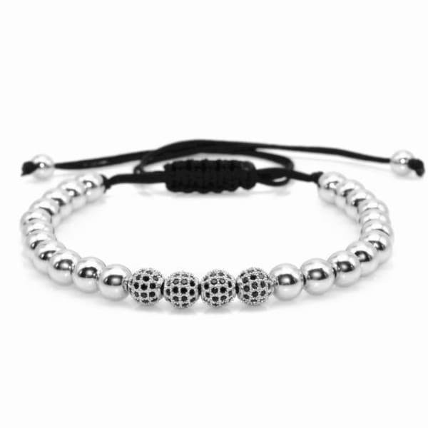 Bracelet Noir Pavé Avec Boules Cz