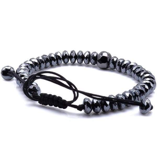Bracelet Crâne Avec Perles Coupées En Hématite