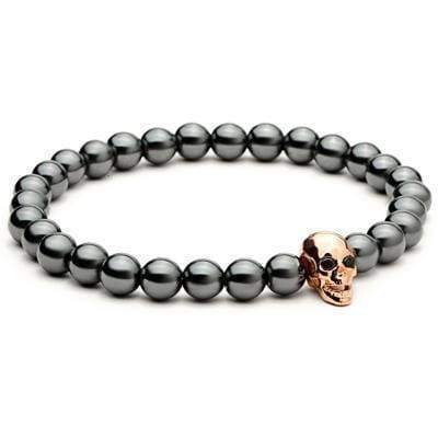 Bracelet Perlé Pierre Crâne Et Hématite