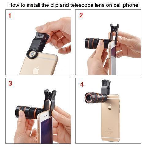 Objectif Téléobjectif Hd Avec Zoom 12X Thinkzoom Pour Iphone, Samsung Et Smartphones Android