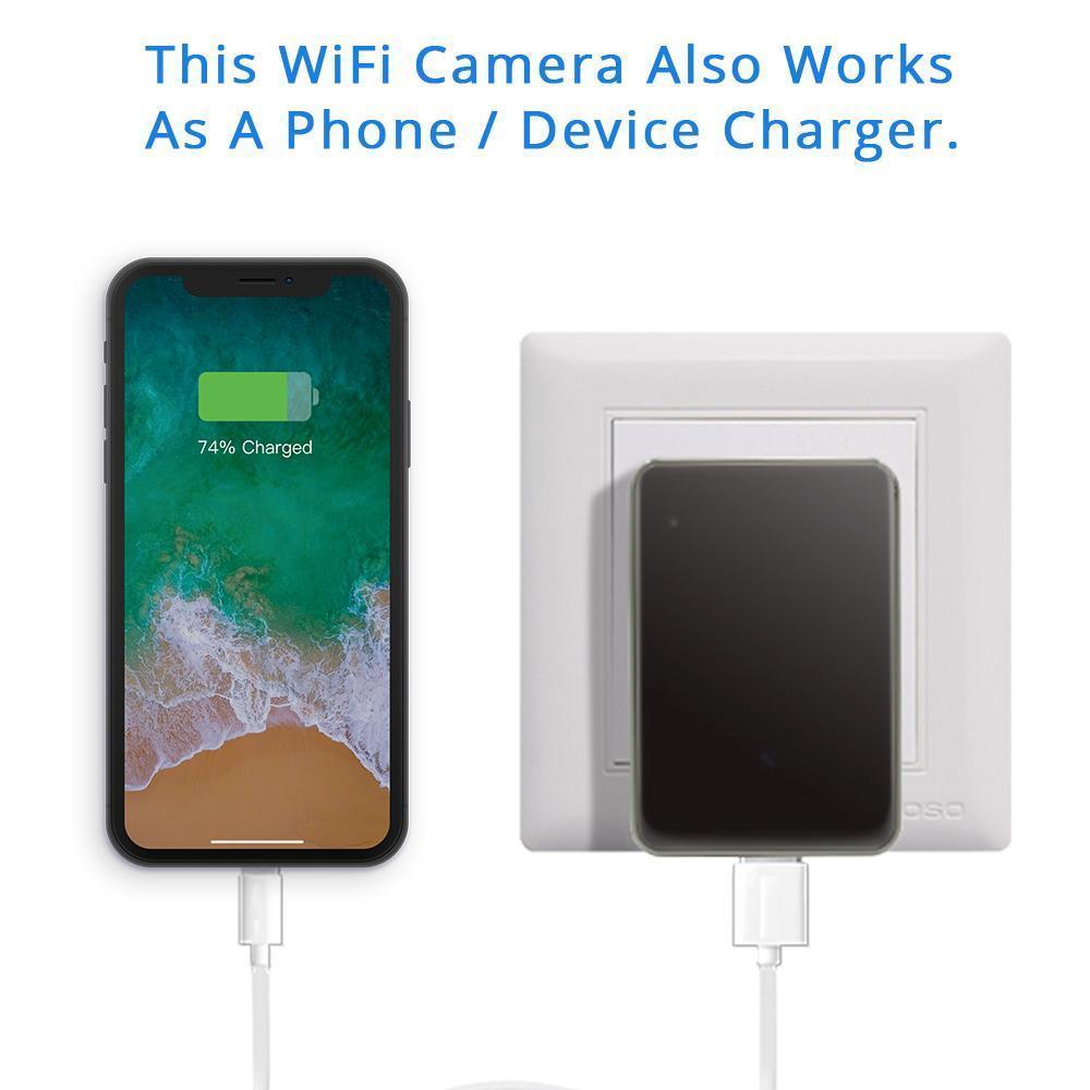 Appareil Photo Avec Chargeur 1080P Wifi Avec Vision Nocturne Infrarouge Et Activation Par Le Mouvement
