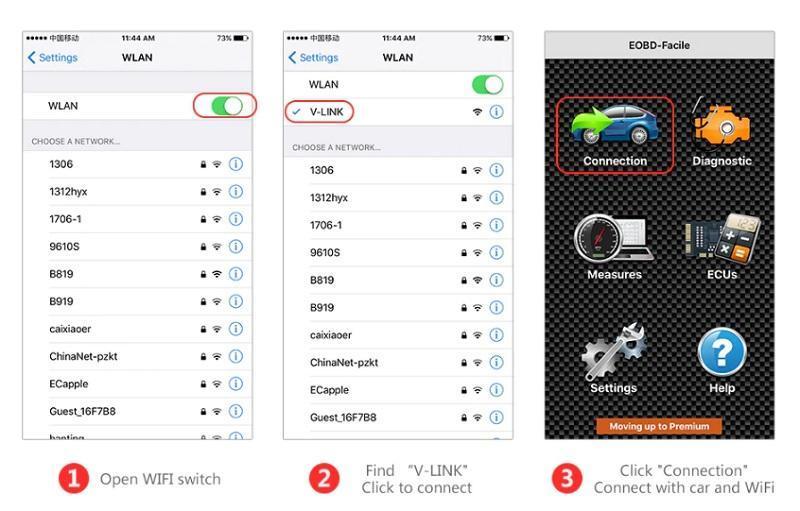 Scanner De Voiture Pour Adaptateur Obd2 Elm327 V1.5 Wifi Ios