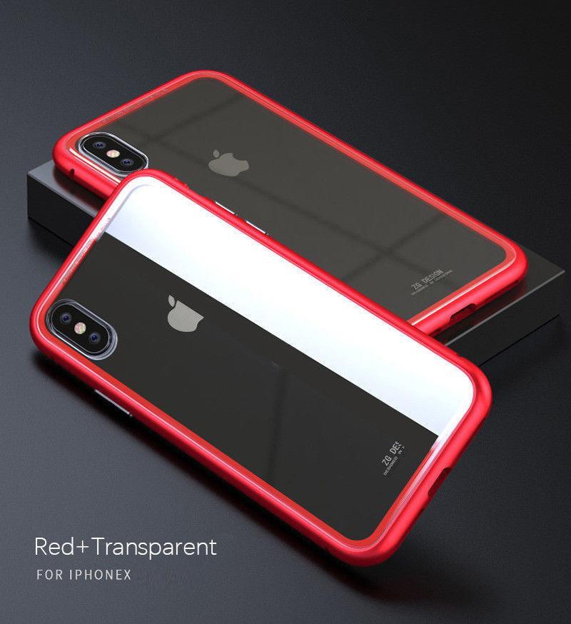 Étui De Protection Arrière En Verre Trempé Avec Cadre En Métal Magnétique Pour Iphone