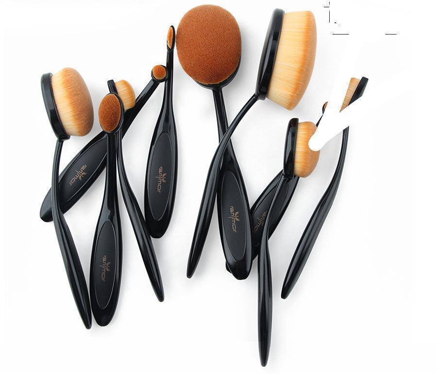 Pinceau Maquillage Ovale Professionnel 10Pcs Or Rose
