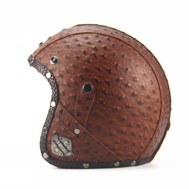 Casque De Moto En Cuir 3/4 Avec Casque De Vélo En Cuir Style Vintage Avec Visage Sans Visage Avec/Sans Lunettes