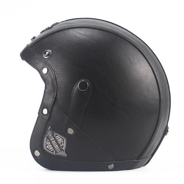 Casque De Moto En Cuir 3/4 Avec Casque De Vélo En Cuir Style Vintage Avec Visage Sans Visage Avec/Sans Lunettes