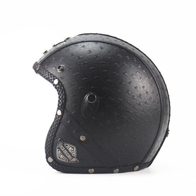 Casque De Moto En Cuir 3/4 Avec Casque De Vélo En Cuir Style Vintage Avec Visage Sans Visage Avec/Sans Lunettes