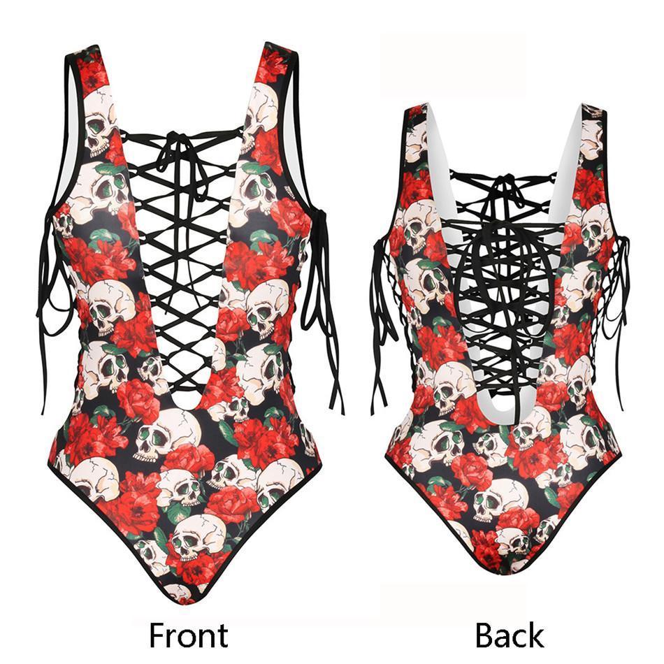 Crâne Sexy & Roses Une Pièce S-Xl