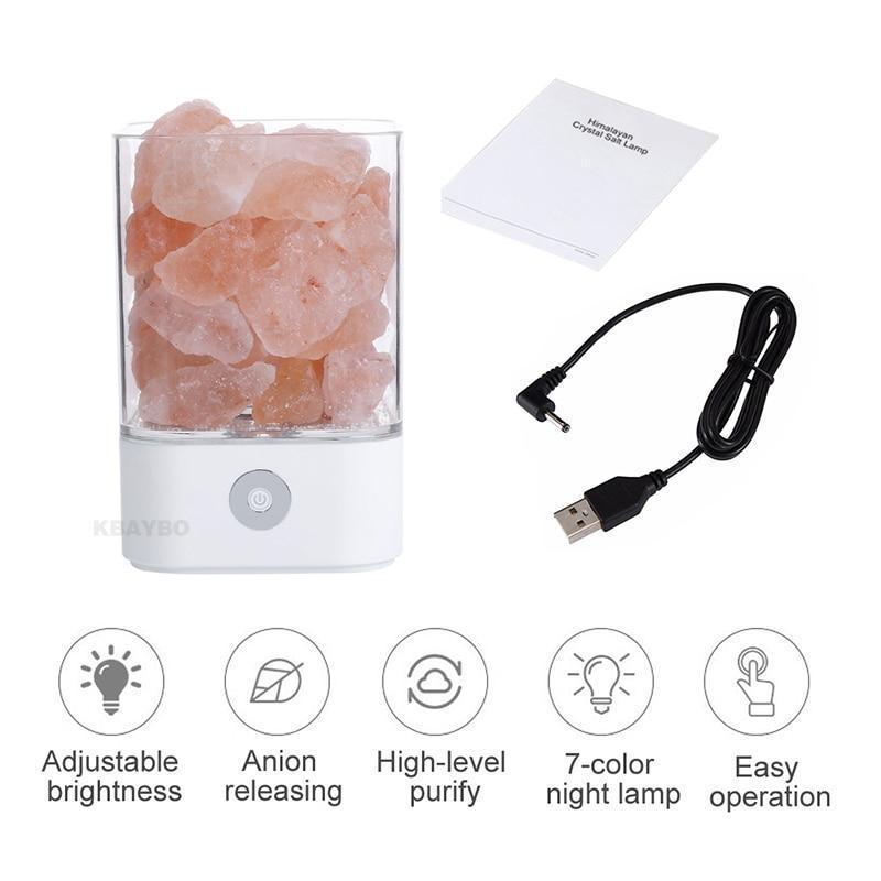 Lampe Usb Crystal Salt (Option 7 Couleurs)