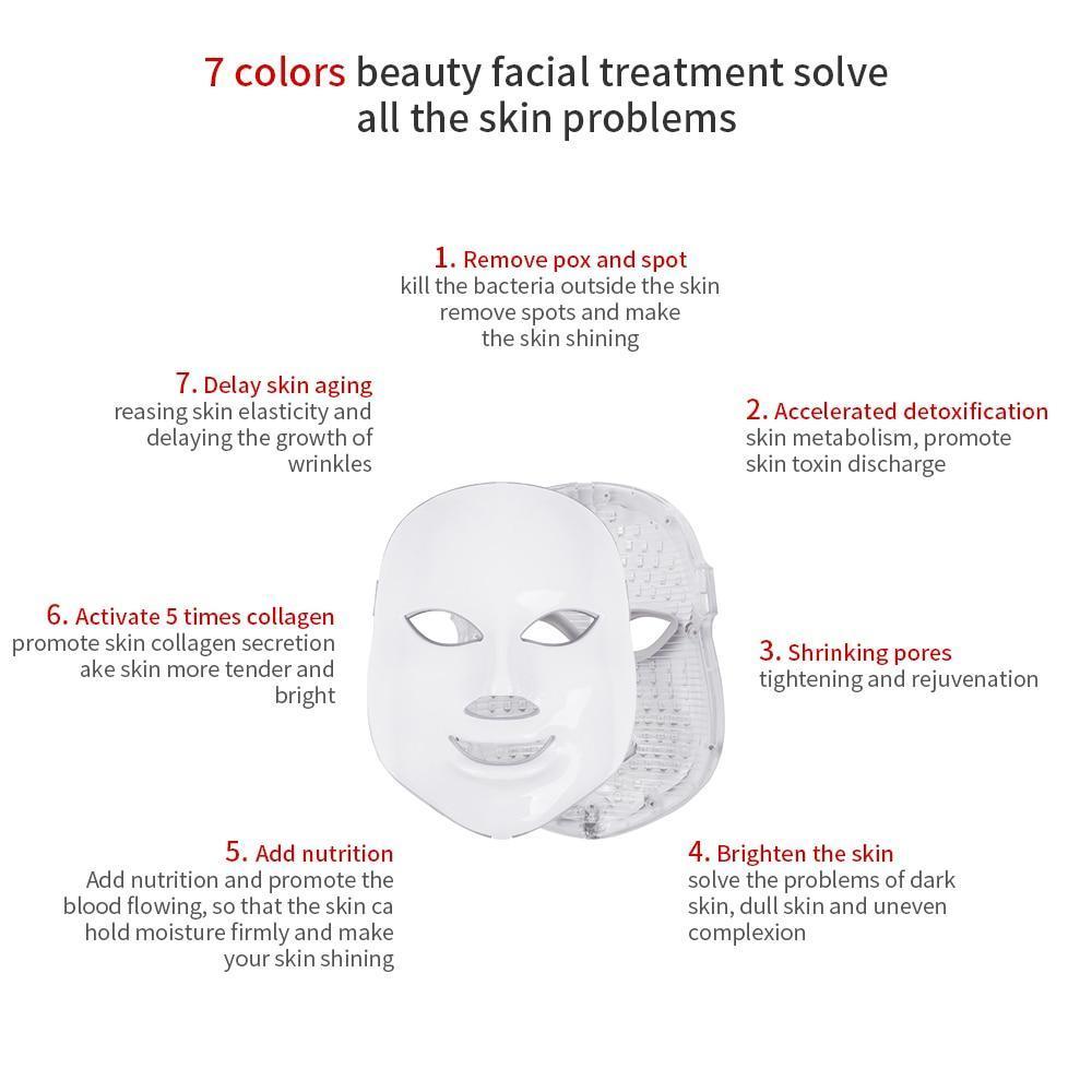 Masque Pour Le Visage À 7 Couleurs Thérapie À La Led-Anti-Âge-Rajeunissement Des Soins De La Peau