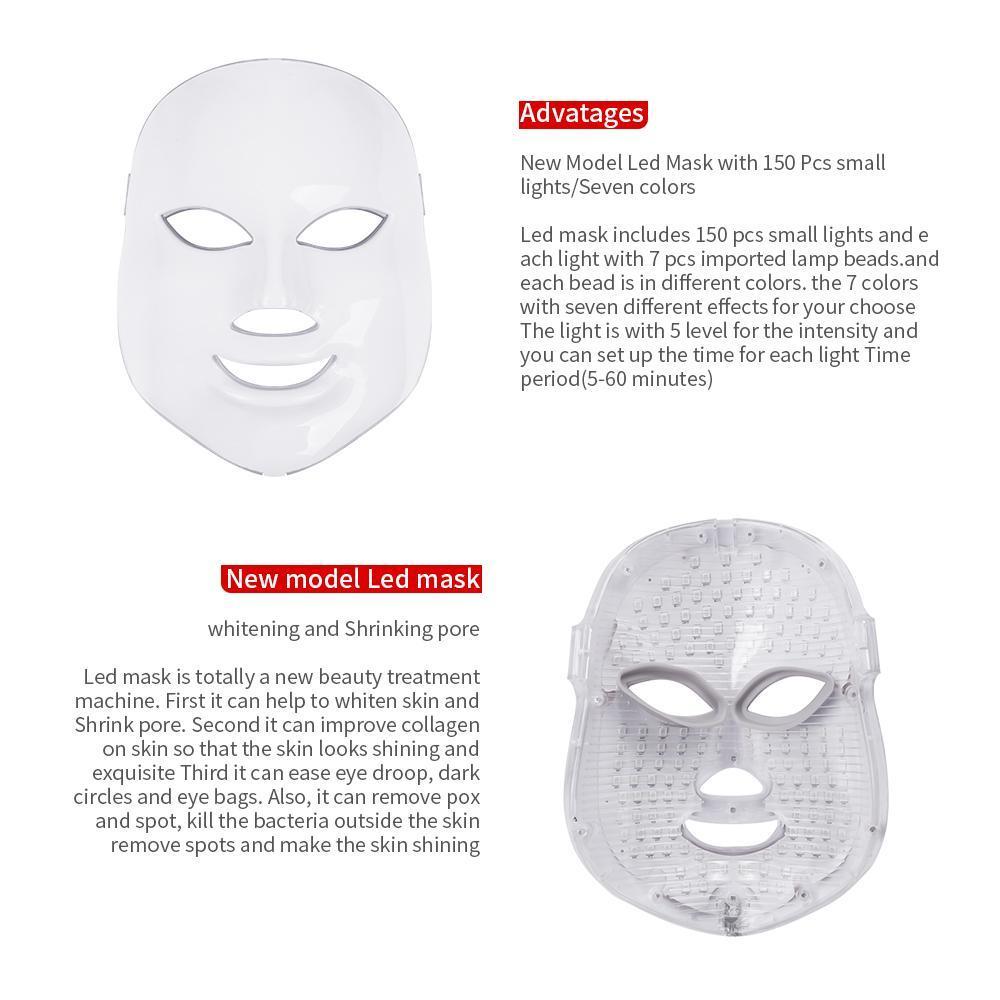 Masque Pour Le Visage À 7 Couleurs Thérapie À La Led-Anti-Âge-Rajeunissement Des Soins De La Peau