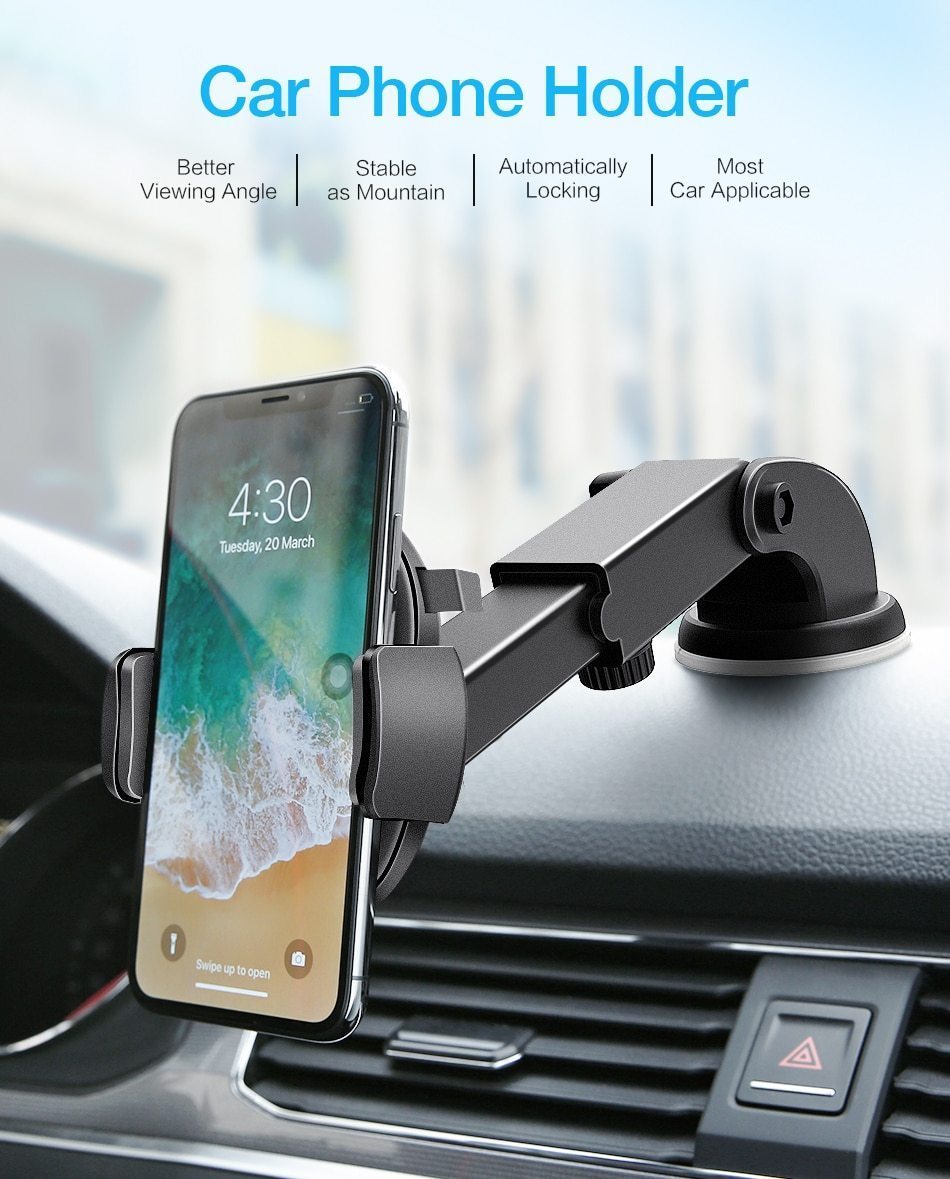 Support De Téléphone Pour Pare-Brise À Verrouillage Automatique, Ajustement Universel