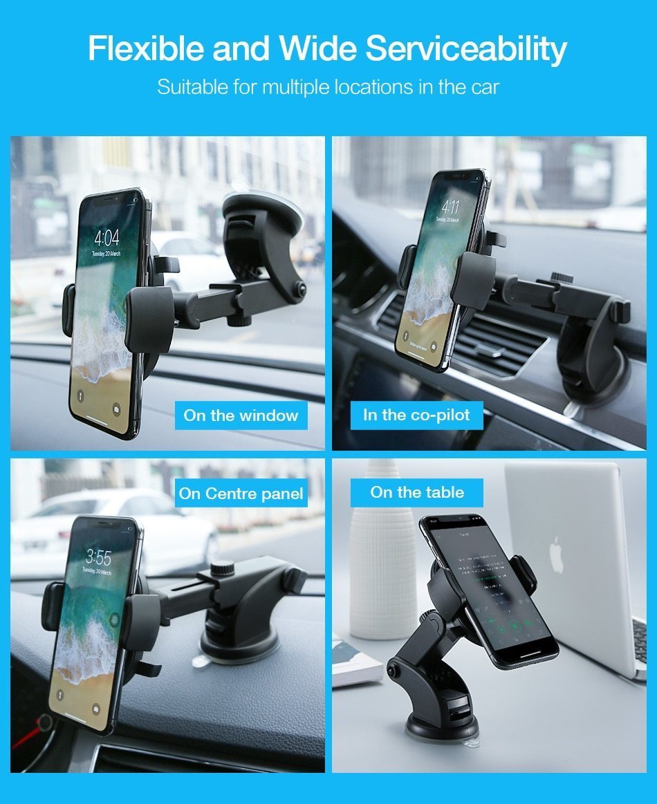 Support De Téléphone Pour Pare-Brise À Verrouillage Automatique, Ajustement Universel