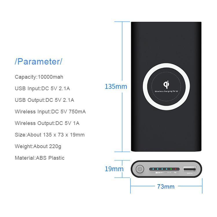 Banque De Puissance De Chargeur Sans Fil Portable 10000 Mah