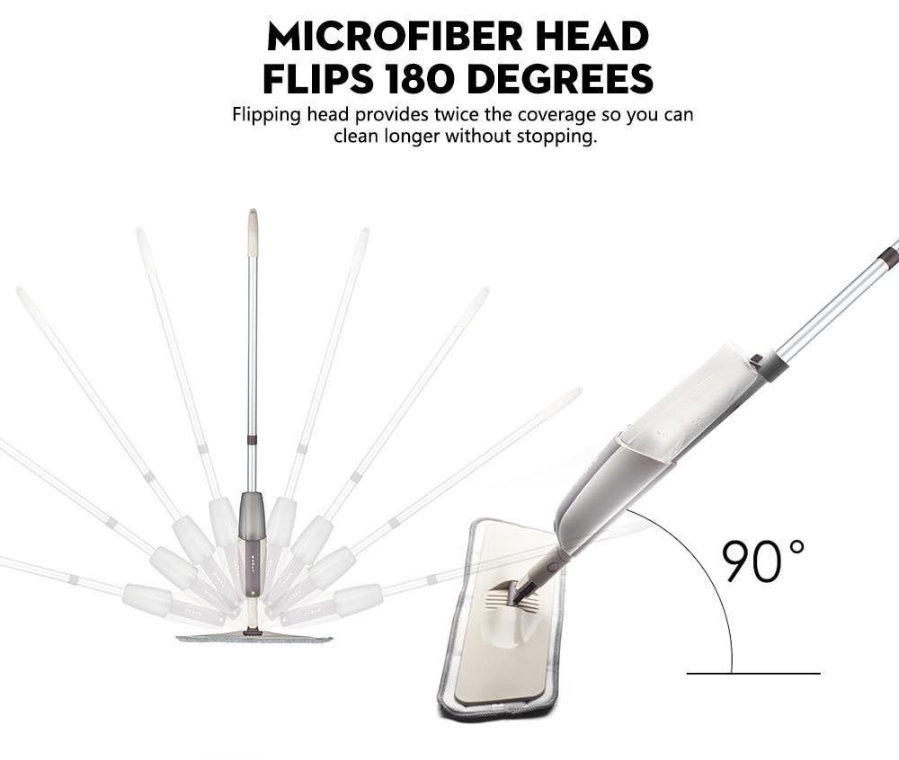 Vadrouille À Plancher À Vaporiser À 360 Degrés Avec Tampons Réutilisables En Microfibre