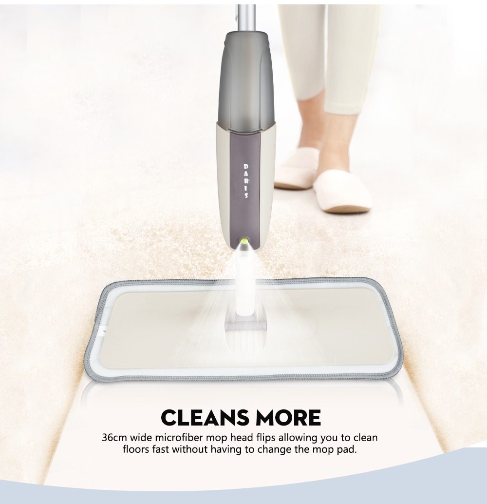 Vadrouille À Plancher À Vaporiser À 360 Degrés Avec Tampons Réutilisables En Microfibre
