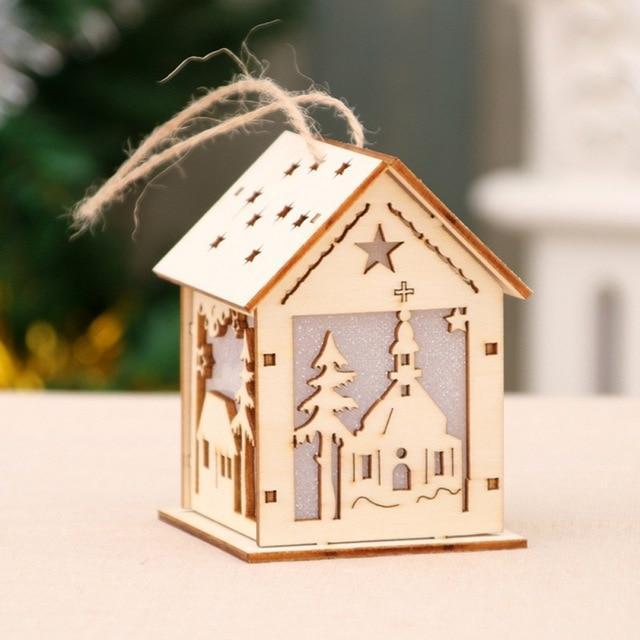 Festival Led Light Wood House Décorations D'Arbres De Noël