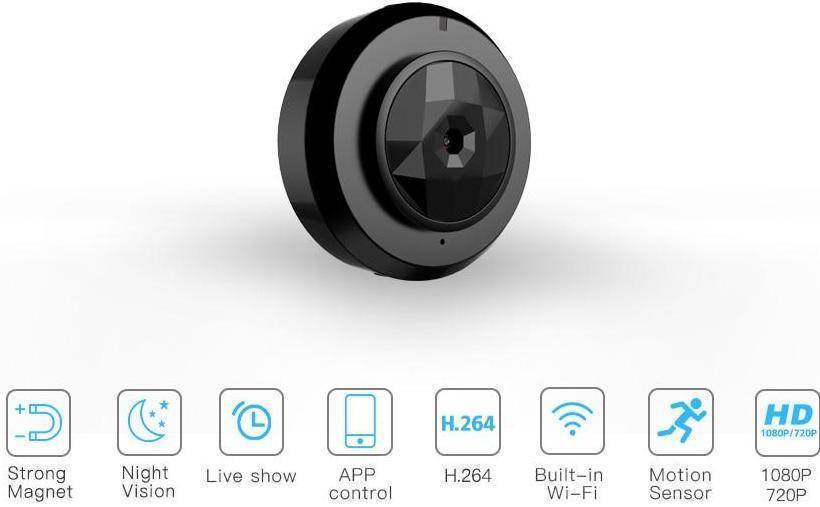 Mini Appareil Photo Wifi Magnétique Avec App App À Smartphone Et Vision De Nuit
