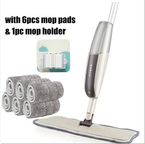 Vadrouille À Plancher À Vaporiser À 360 Degrés Avec Tampons Réutilisables En Microfibre
