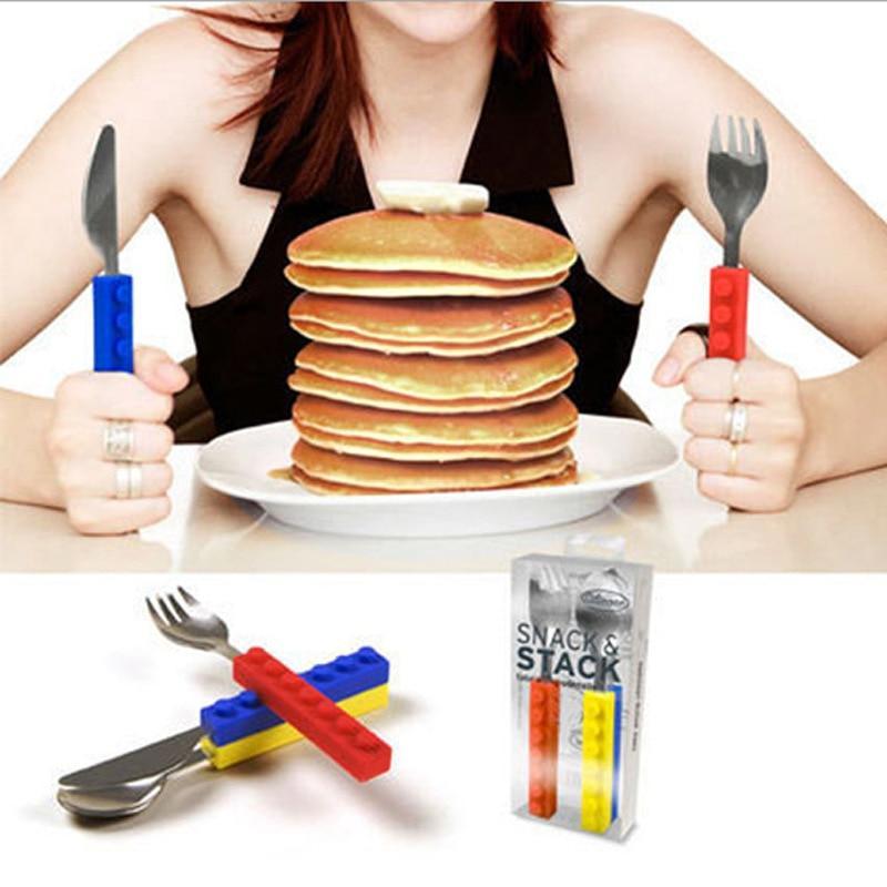 Service De Vaisselle En Acier Inoxydable Lego Silicone