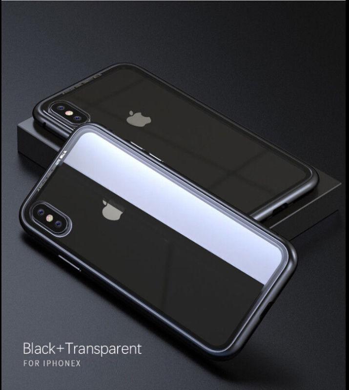 Étui De Protection Arrière En Verre Trempé Avec Cadre En Métal Magnétique Pour Iphone