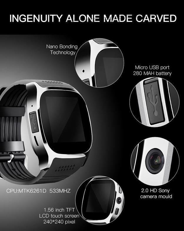 Nouvelle Montre Intelligente Bluetooth Avec Lecteur De Musique D'Appareil Photo Facebook Whatsapp Sync Sms Soutien Carte Sim Tf Pour Android