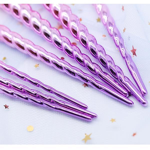 7Pcs Maquillage Rose Chaud Souple Brosses Licorne Set
