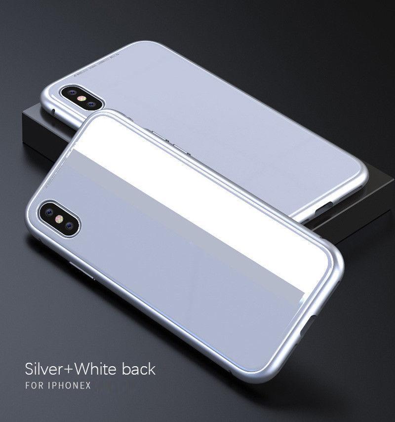 Étui De Protection Arrière En Verre Trempé Avec Cadre En Métal Magnétique Pour Iphone