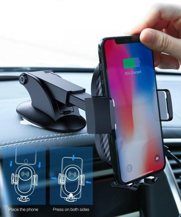 Support De Téléphone De Voiture Et Chargeur Rapide Sans Fil