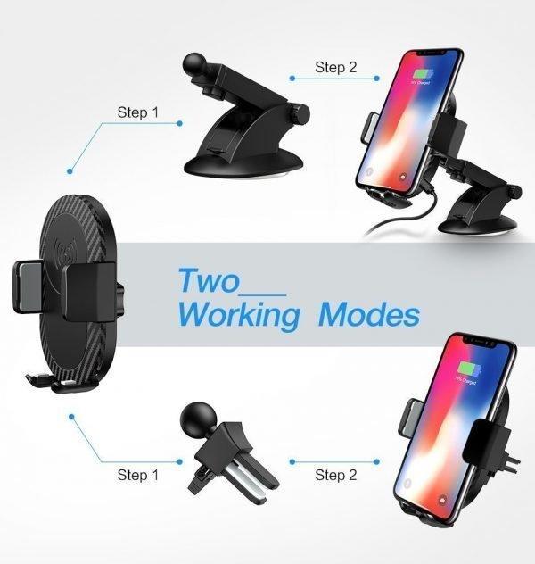 Support De Téléphone De Voiture Et Chargeur Rapide Sans Fil